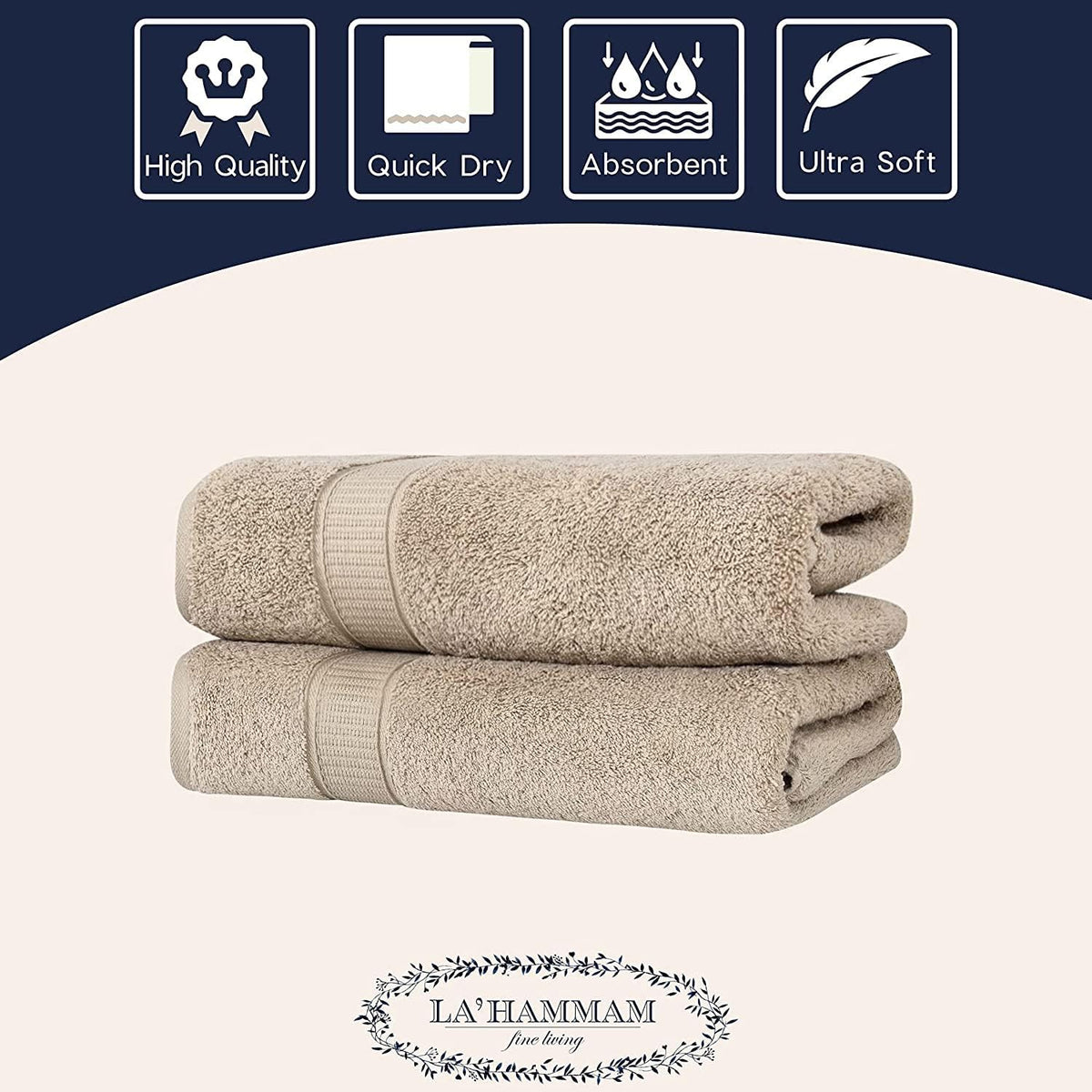 Turkish Cotton Bath Towel Set of 2