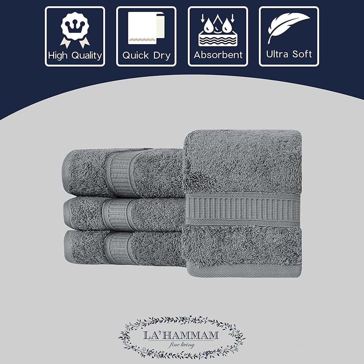 Turkish Cotton Hand Towel Set of 4