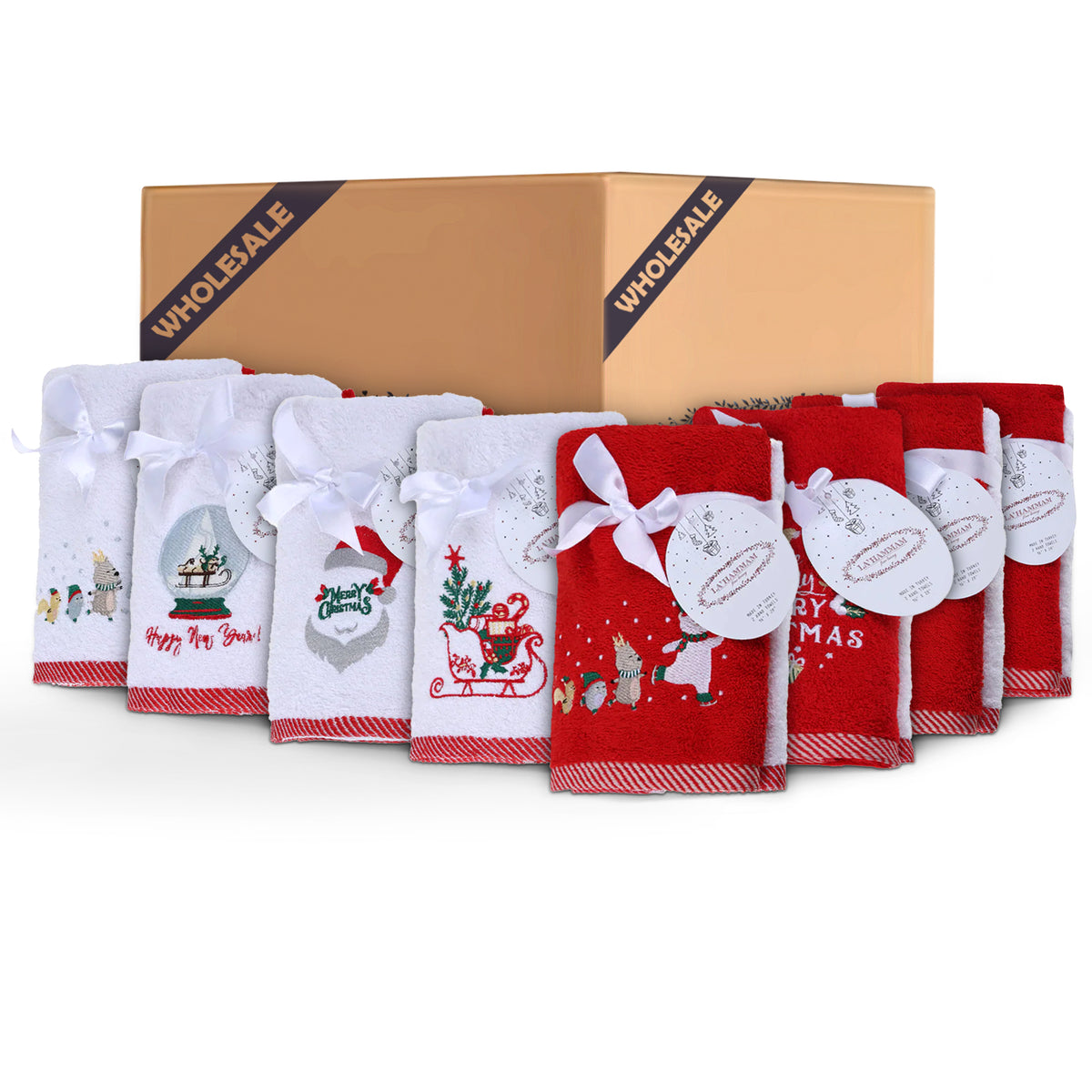 Christmas Kitchen Towels of 50 sets, 100 piece Case Box