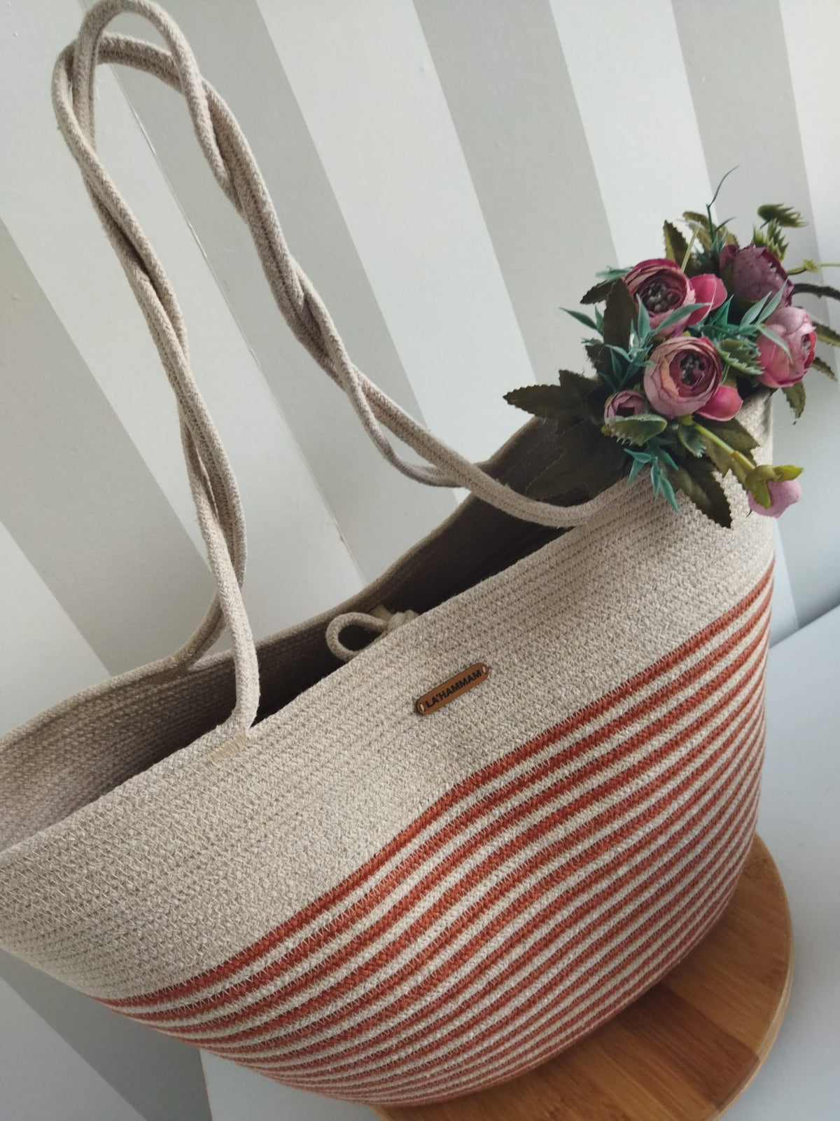 Lahammam's Handcrafted Quality everyday use Tote Beach Bag + Free Beach Towel !