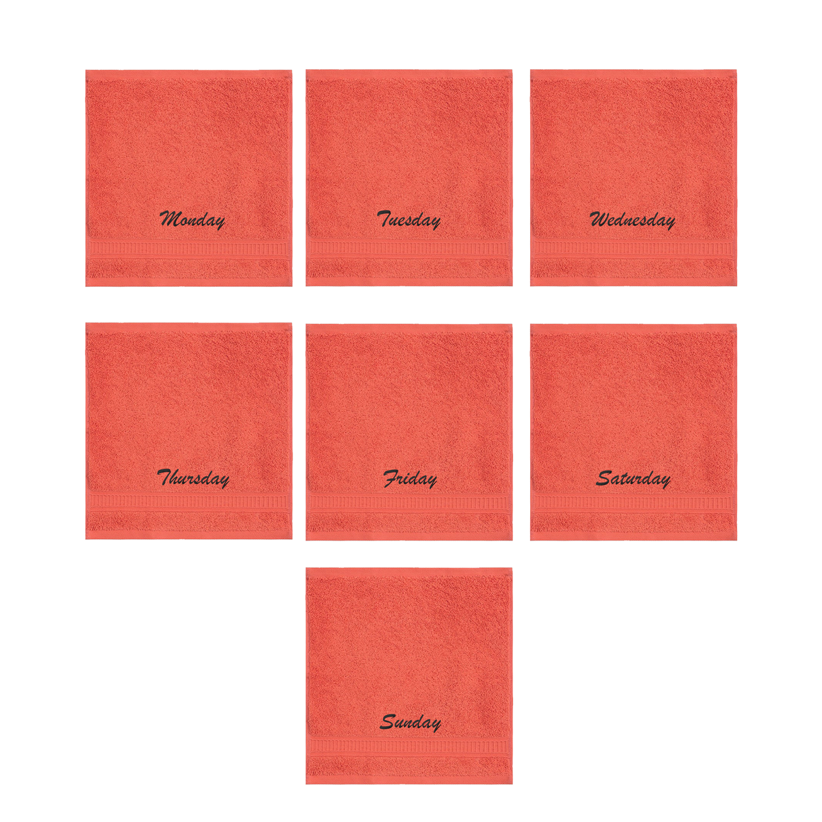Customized Seven Days Towels - Washcloths and Hand Towels - Set of 7