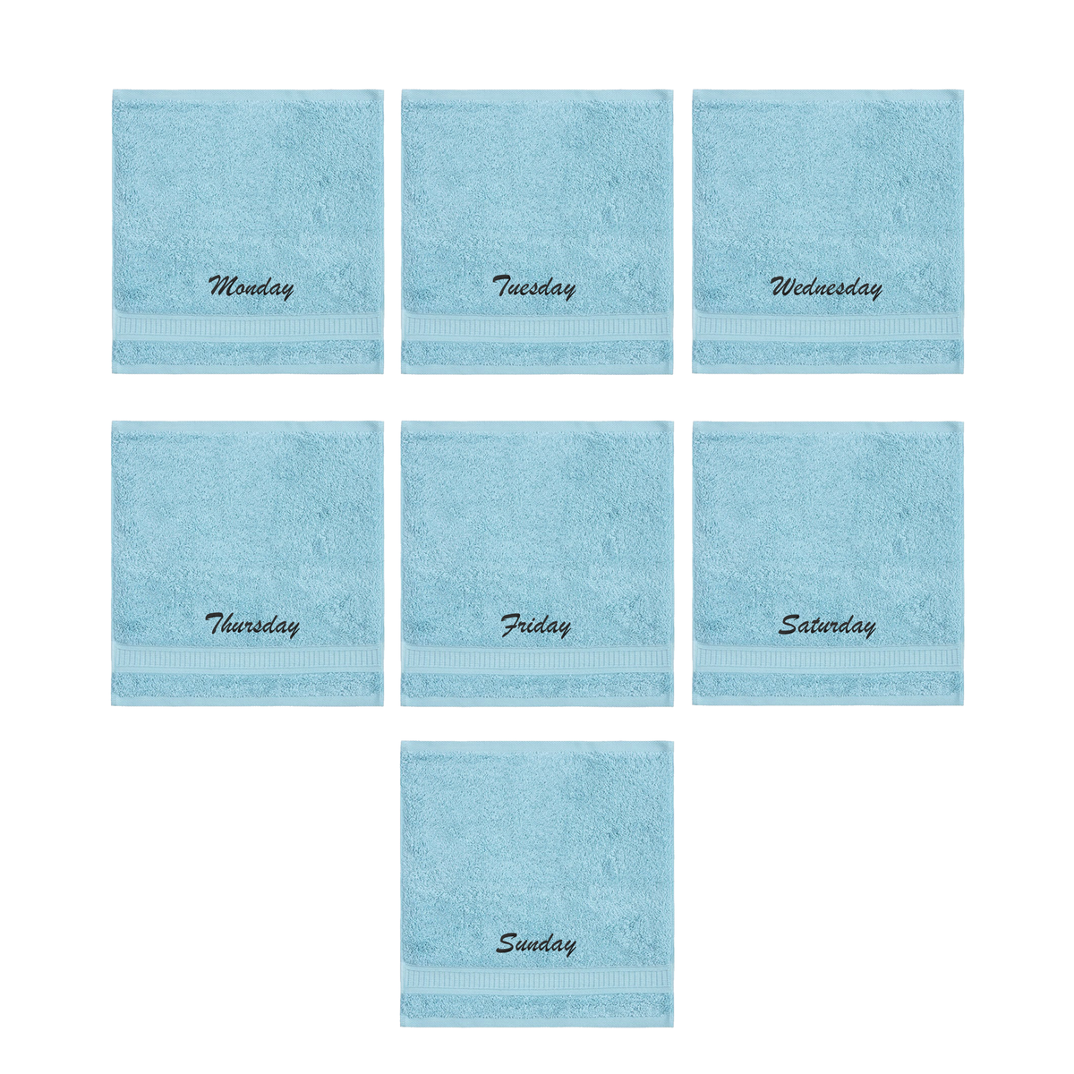 Customized Seven Days Towels - Washcloths and Hand Towels - Set of 7