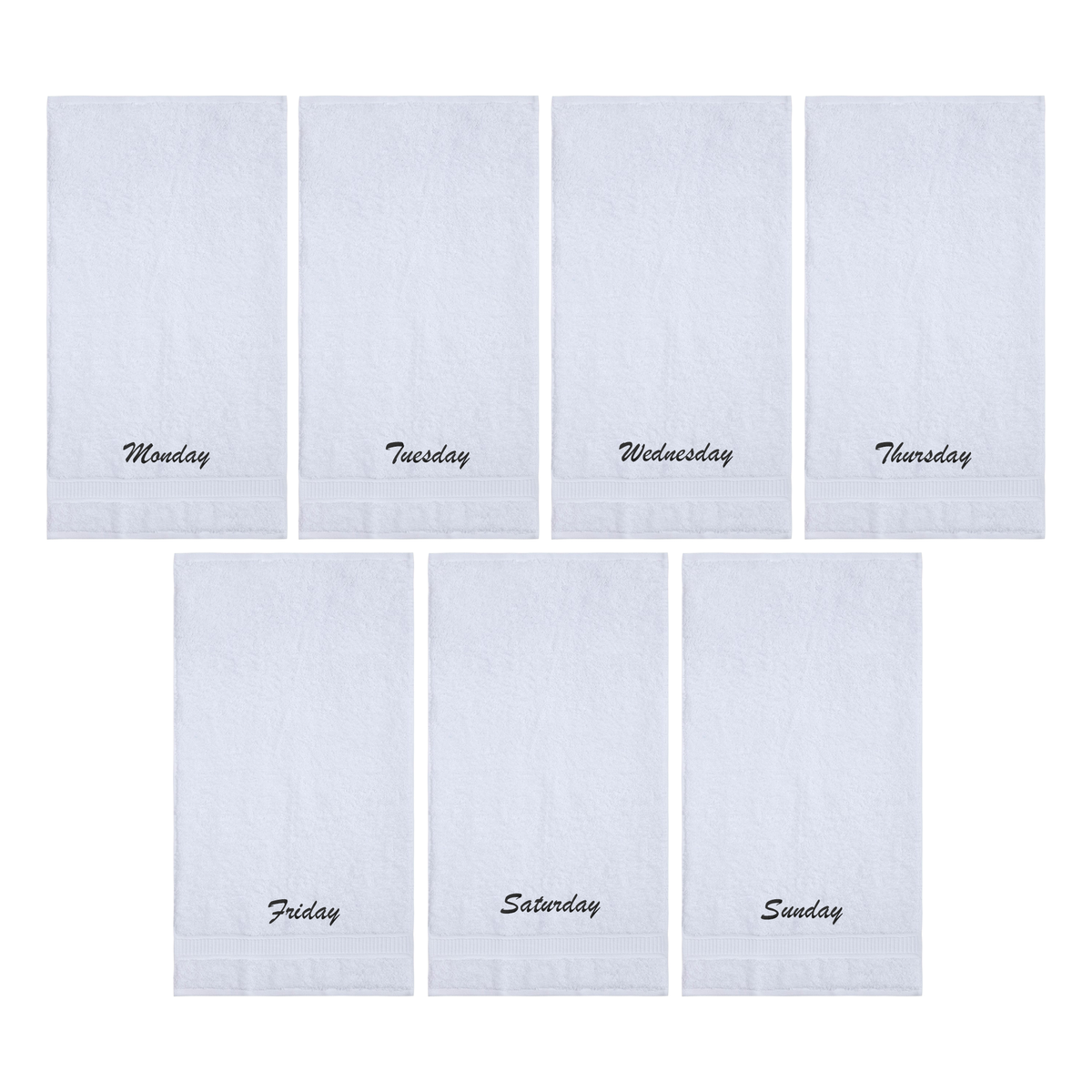 Customized Seven Days Towels - Washcloths and Hand Towels - Set of 7