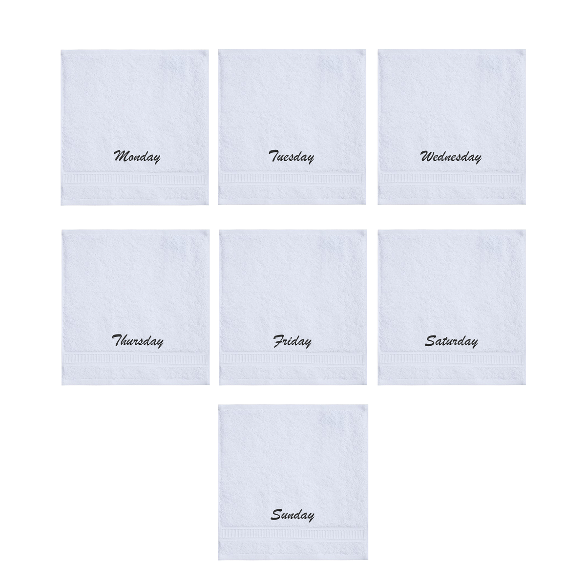 Customized Seven Days Towels - Washcloths and Hand Towels - Set of 7