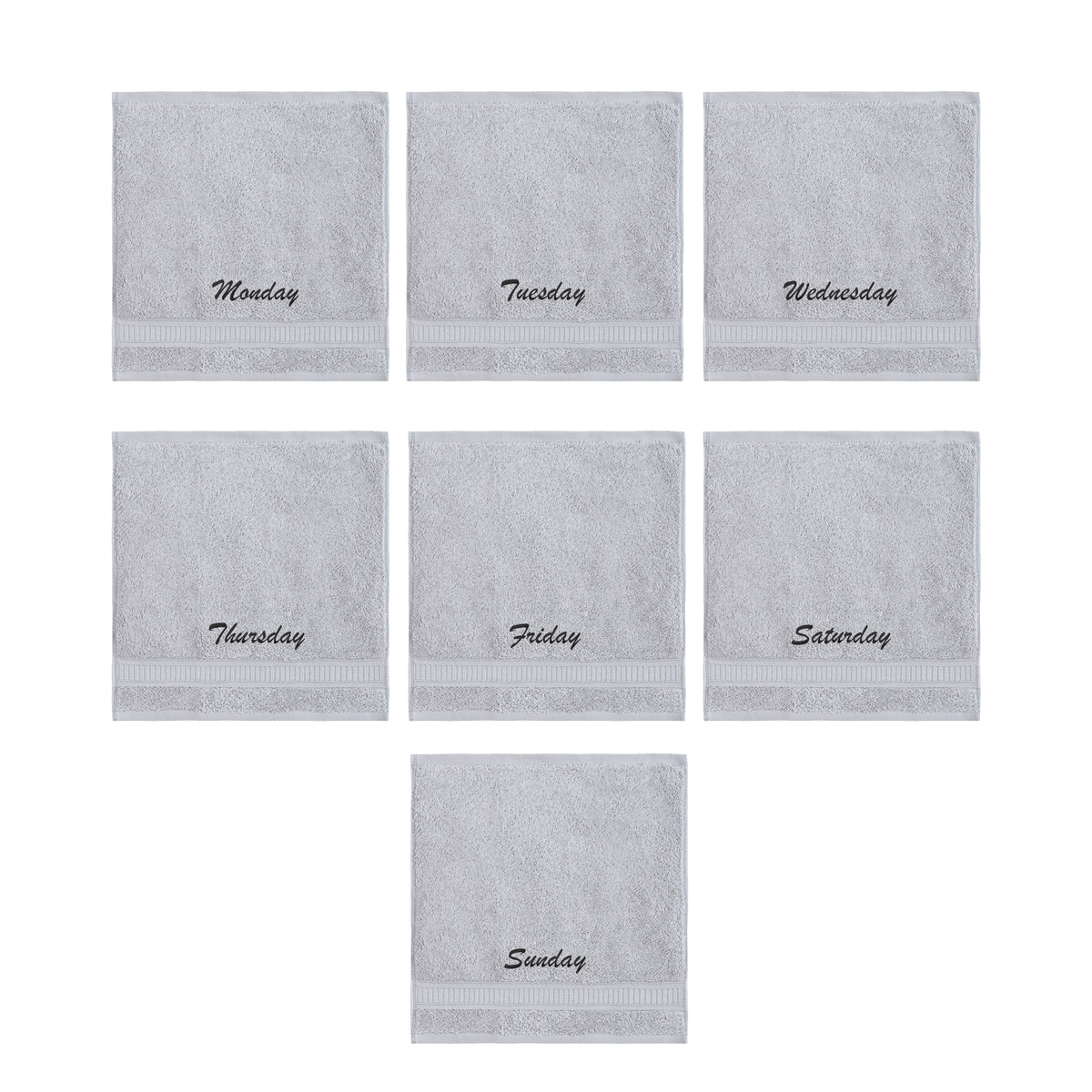 Customized Seven Days Towels - Washcloths and Hand Towels - Set of 7