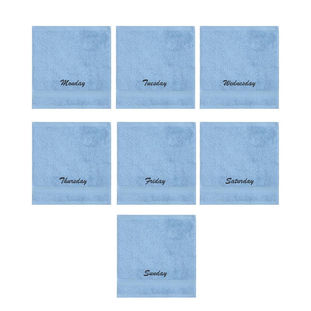 Customized Seven Days Towels - Washcloths and Hand Towels - Set of 7