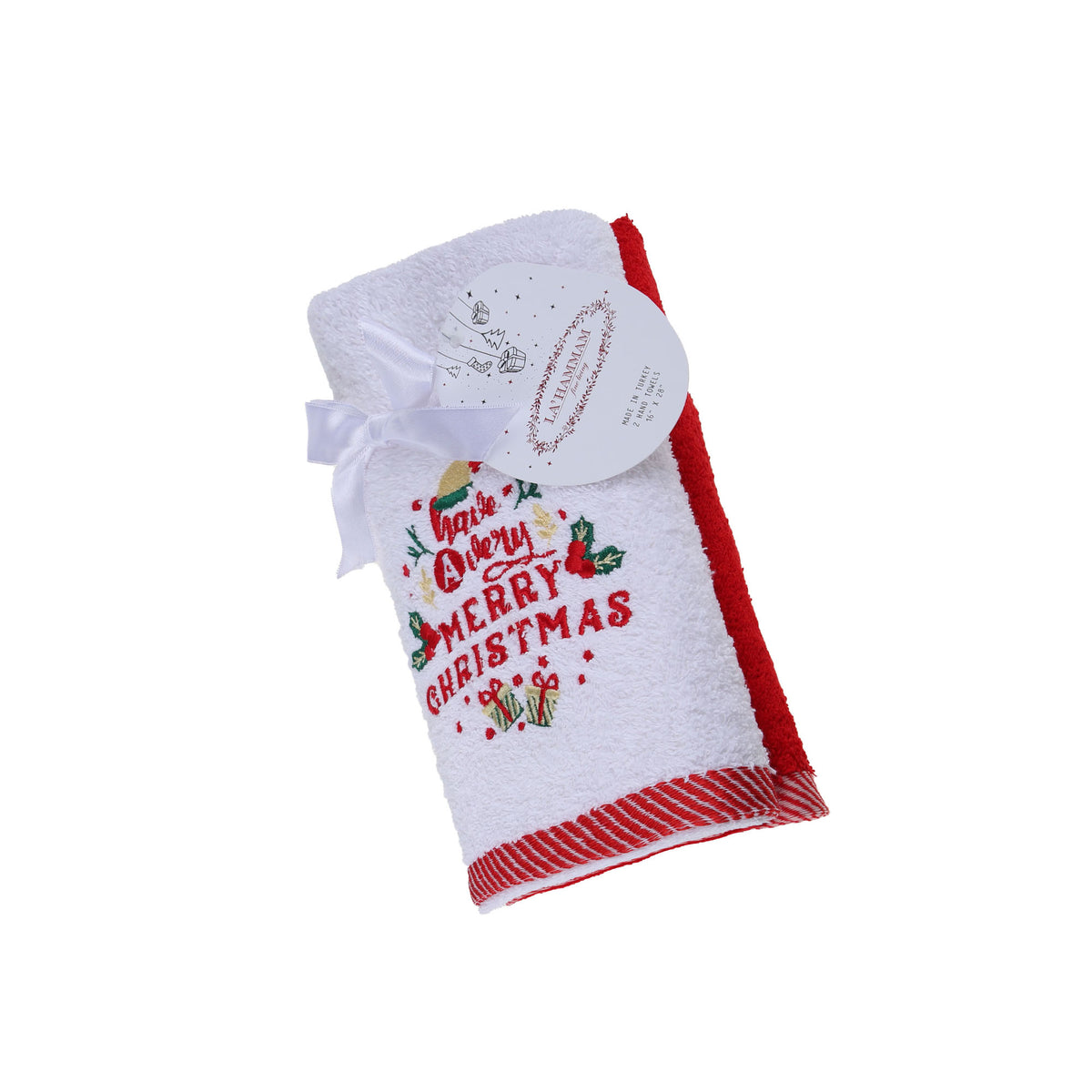 Christmas Embroidered Hand & Kitchen Towel - 2 pack