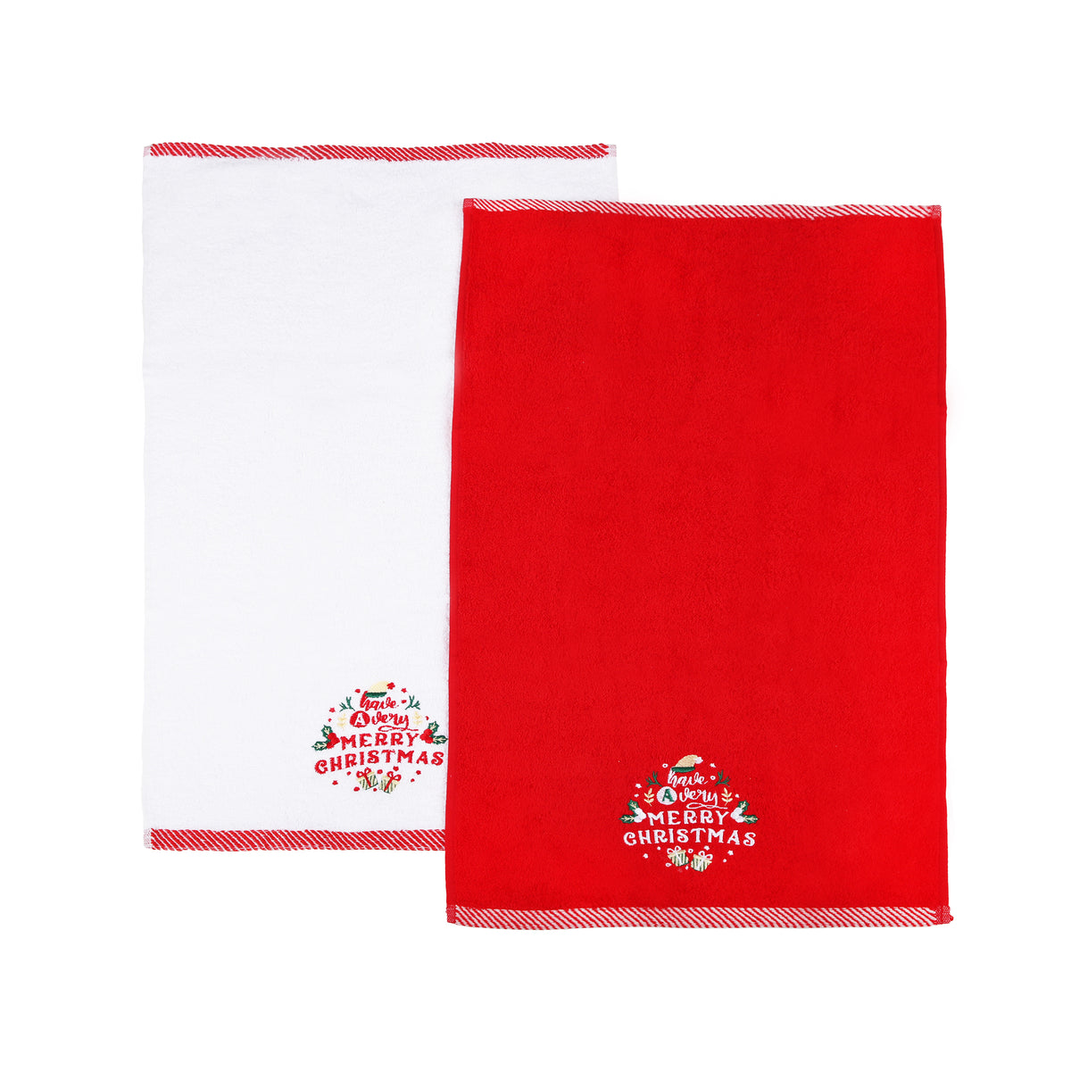 Christmas Embroidered Hand & Kitchen Towel - 2 pack