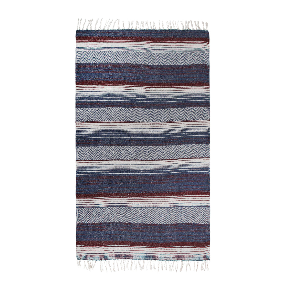 Traditional Mexican Blanket ZigZag Pure Cotton Beach Throw (50