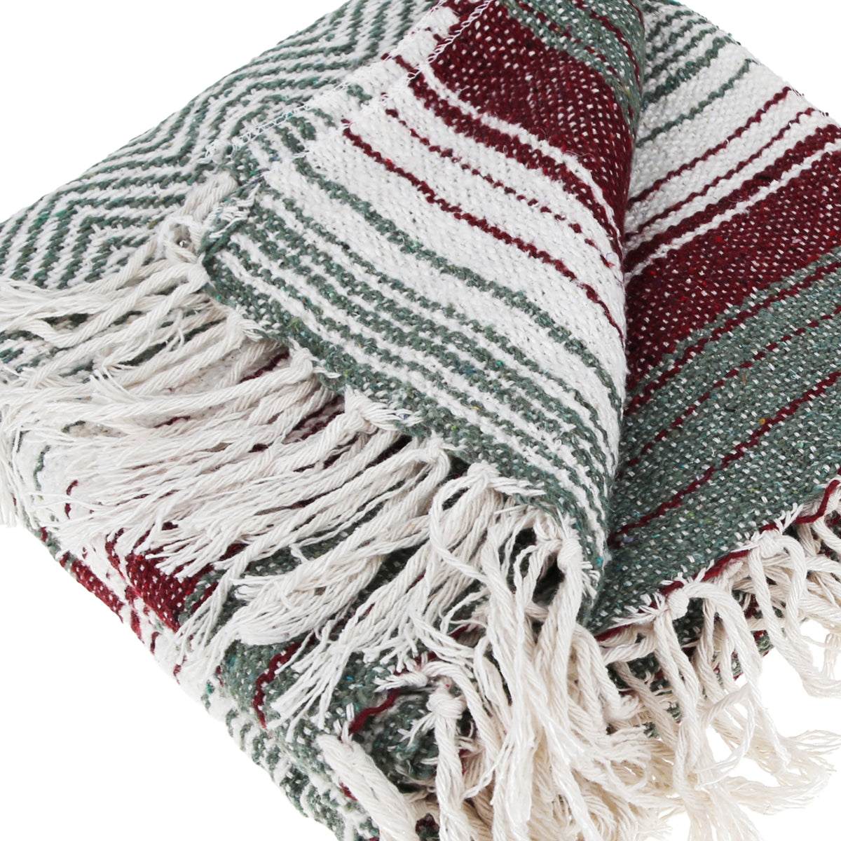 Traditional Mexican Blanket ZigZag Pure Cotton Beach Throw (50