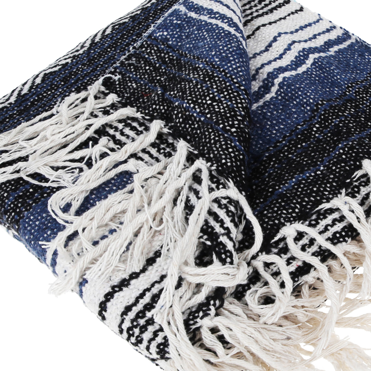 Traditional Mexican Blanket ZigZag Pure Cotton Beach Throw (50