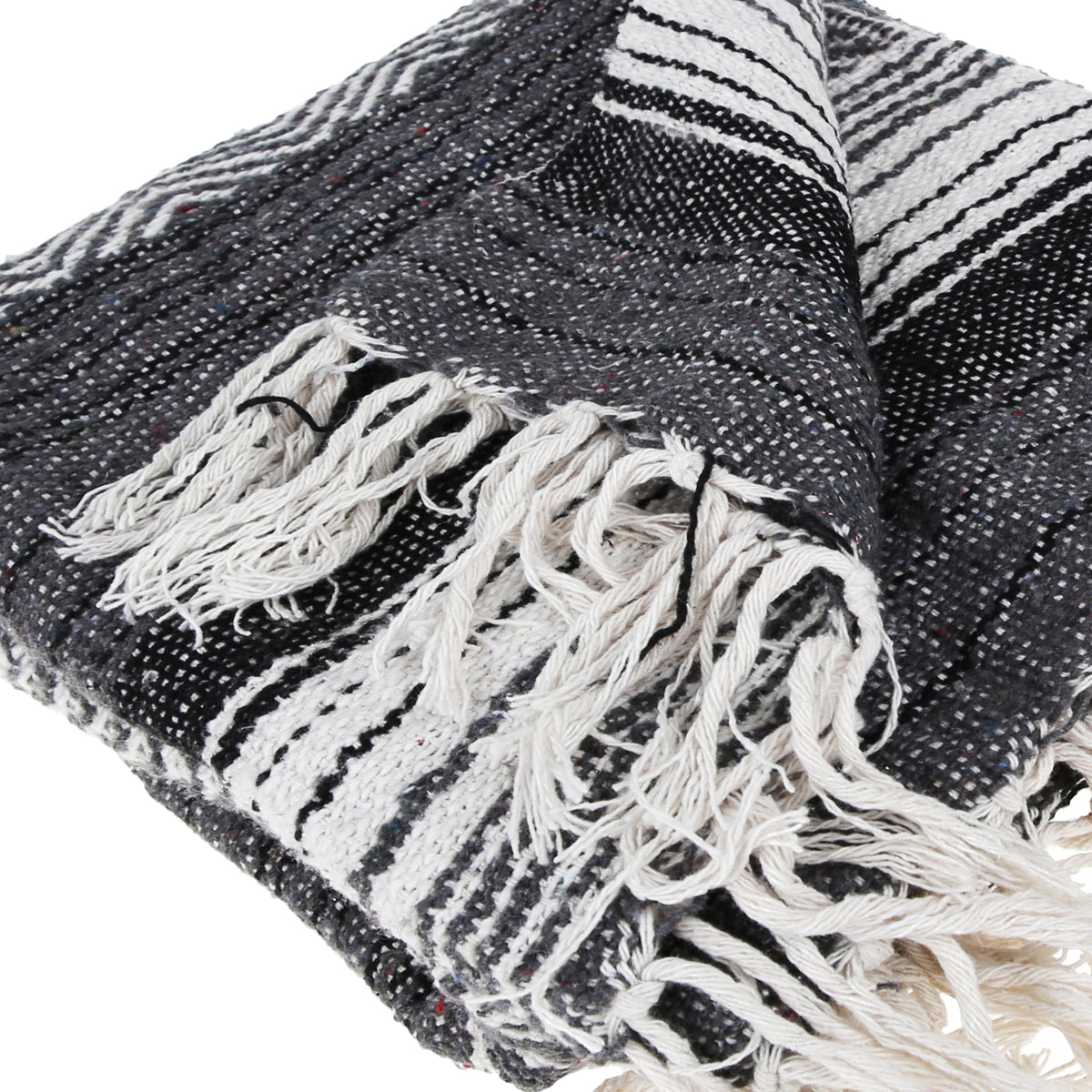 Traditional Mexican Blanket ZigZag Pure Cotton Beach Throw (50