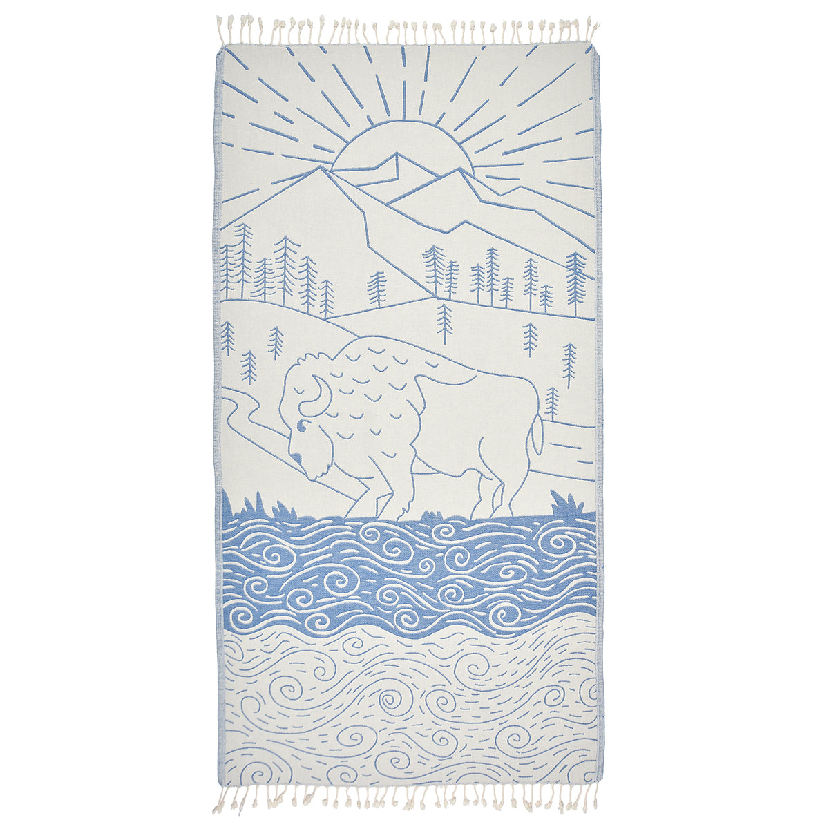 Exclusive Bison Mountain Peshtemal Pure Cotton Beach Towel