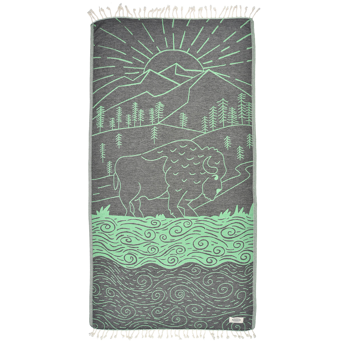 Exclusive Bison Mountain Peshtemal Pure Cotton Beach Towel