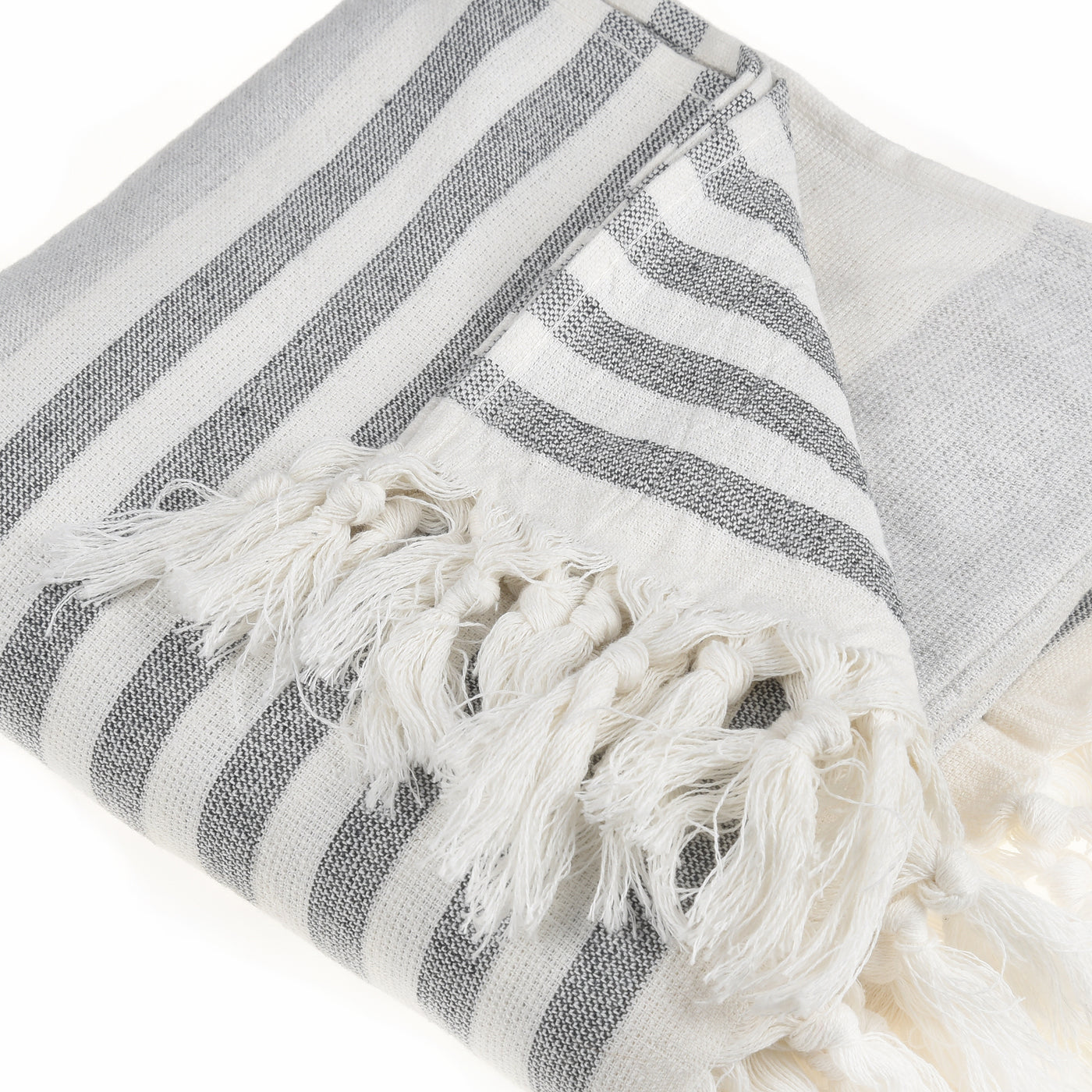Ephesus Beach Towel - Cabana Striped Turkish Cotton Towel (35"x60") Terry One Side, Velour Other Side - Navy
