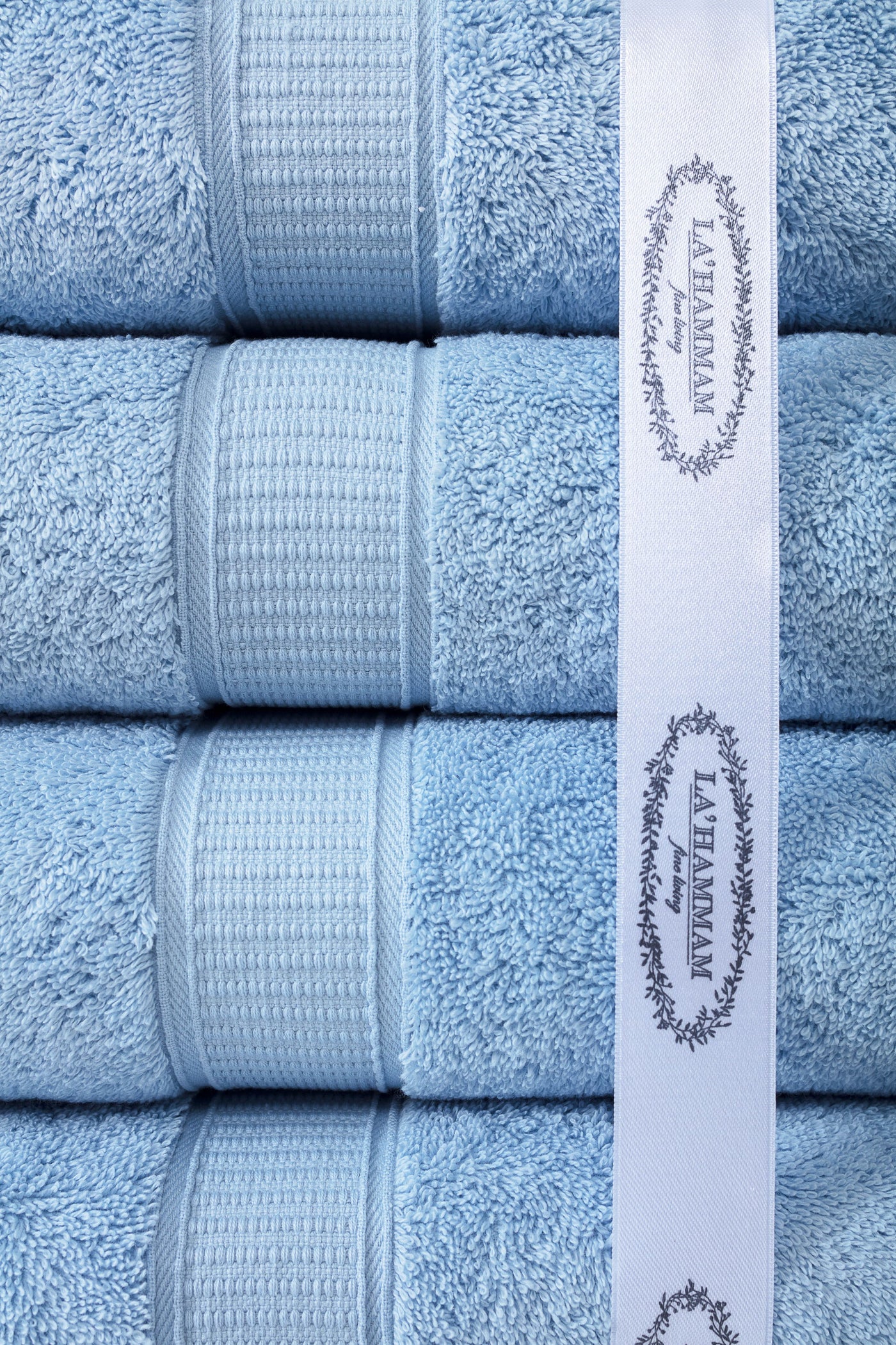 Turkish Cotton Bath Towel Set Light Blue